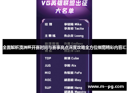 全面解析澳洲杯开赛时间与赛事亮点深度攻略全方位指南精彩内容汇 全面解析澳洲杯开赛时间与赛事亮点深度攻略全方位指南精彩内容汇