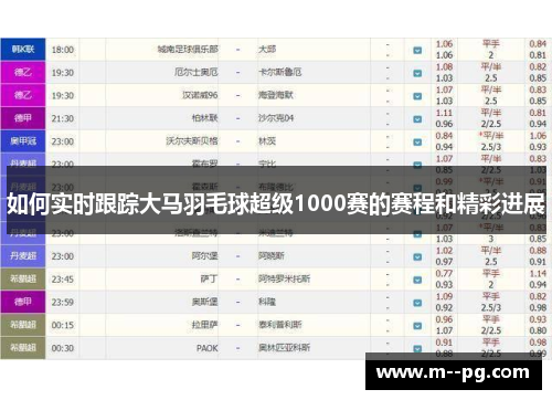 如何实时跟踪大马羽毛球超级1000赛的赛程和精彩进展